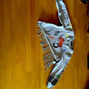 Akira Cropped Sweatshirt with jeweled beading size L